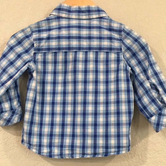 Little Wonders Baby Boys 6-9M Shirt Button Up Blue Checkered 100% Cotton Preppy - Picture 4 of 8